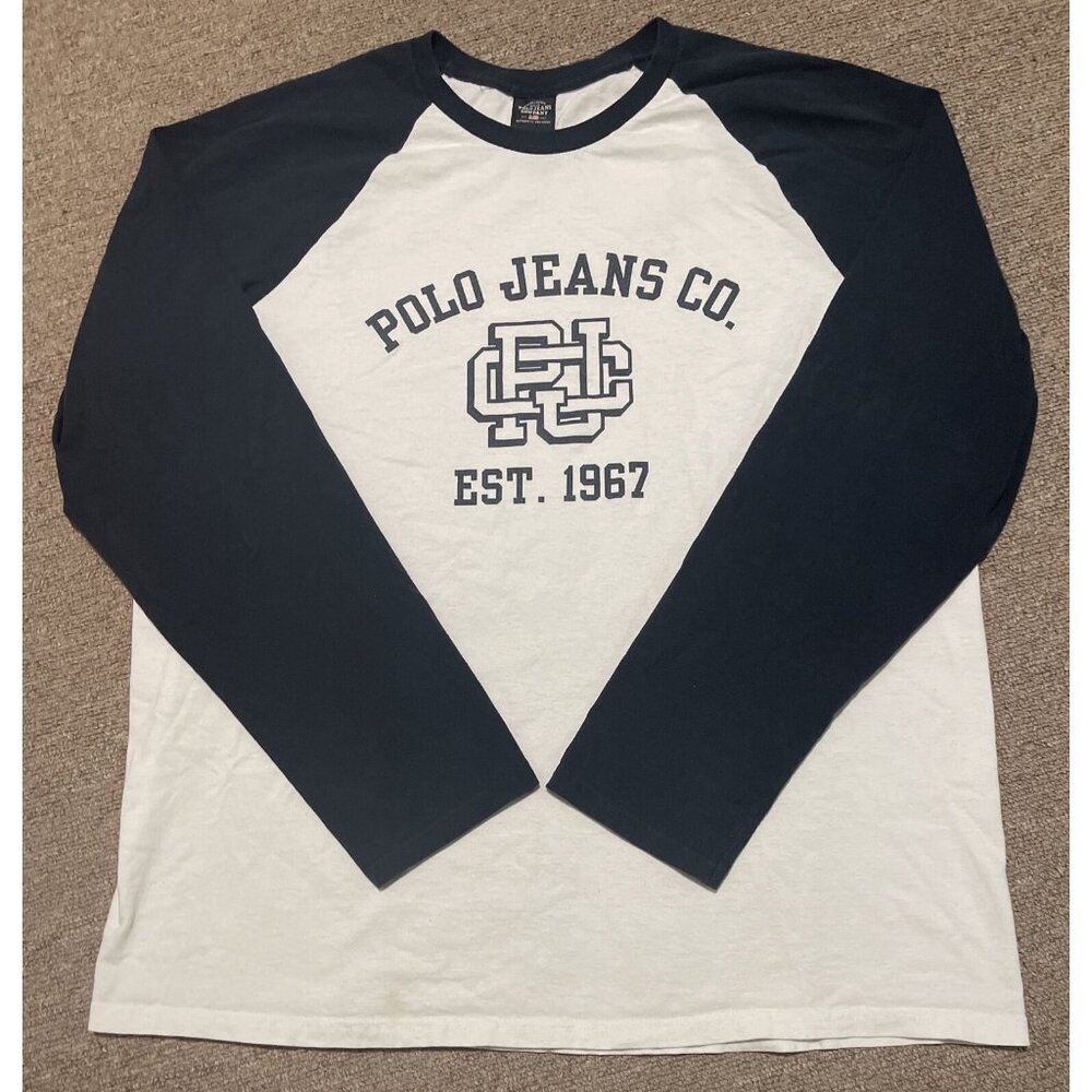 Vintage 90s Large Polo Sport Ralph Lauren Jeans Co. Long Sleeve Spellout T-Shirt